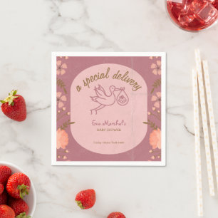 Ooievaar met baby-babyborrel servet