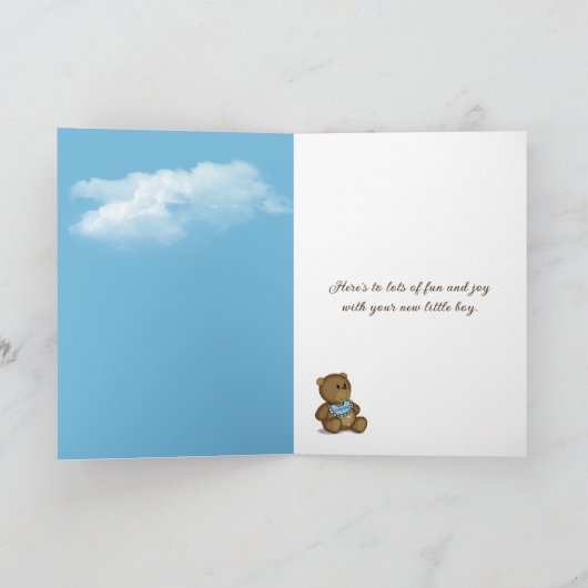 Ooievaar met Baby Boy Gefeliciteerd Kaart (Binnen)