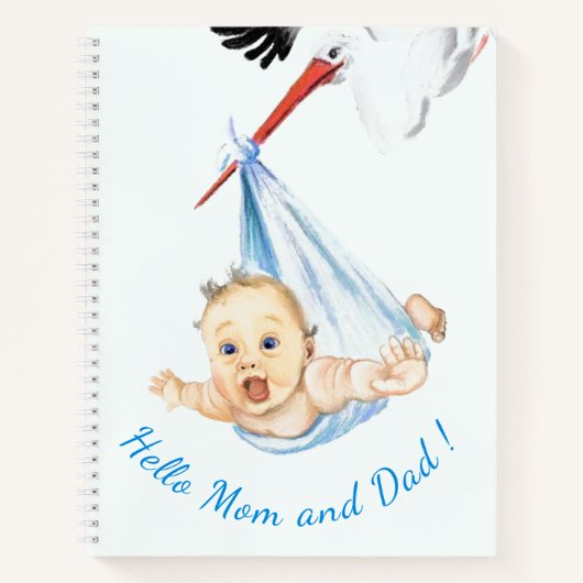Ooievaar met Baby Funny Notitieboek - aangepaste t (Voorkant)