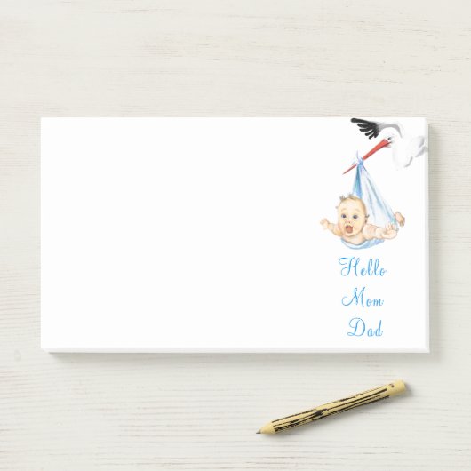 Ooievaar met Baby Funny Post-it® notes (Op bureau)