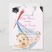 Ooievaar met Baby Funny Shower Invitation (Voorkant)