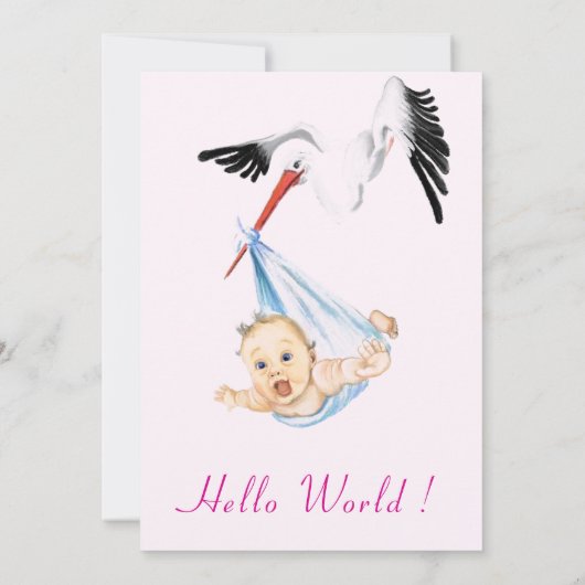 Ooievaar met Baby Funny Shower Invitation (Achterkant)