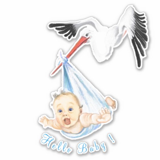 Ooievaar met Baby Funny Sticker - Aangepaste tekst (Voorkant)