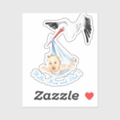 Ooievaar met Baby Funny Sticker - Aangepaste tekst (Vel)