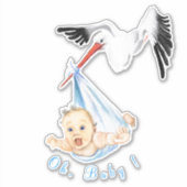 Ooievaar met Baby Funny Sticker - Jouw tekst (Voorkant)
