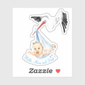 Ooievaar met Baby Grappige Sticker met tekst (Vel)