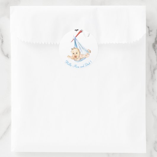 Ooievaar met Baby Grappige Stickers (Tas)