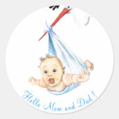 Ooievaar met Baby Grappige Stickers (Voorkant)