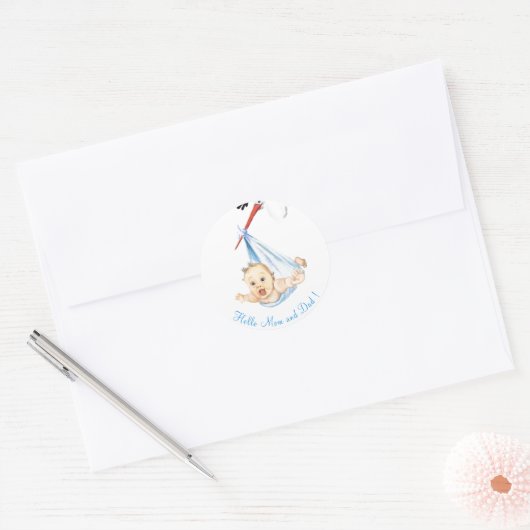 Ooievaar met Baby Grappige Stickers (Envelop)