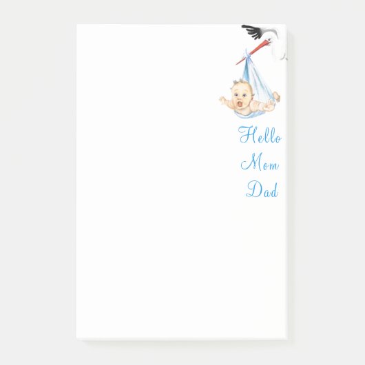 Ooievaar met Baby Grappige Sticky Notes (Voorkant)