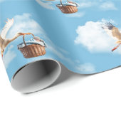 Ooievaar met baby jongen in mand cadeaupapier (Rol Hoek)