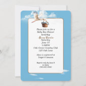 Ooievaar met baby jongen in mand kaart (Voorkant)