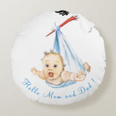 Ooievaar met baby ronde kussen (Voorkant)