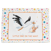 Ooievaar met Baby Selfie Baby shower Sterren Groot Cadeauzakje (Voorkant)