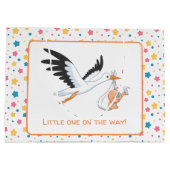 Ooievaar met Baby Selfie Baby shower Sterren Groot Cadeauzakje (Achterkant)