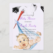 Ooievaar met Baby shower Invitation Funny Design (Voorkant / Achterkant)