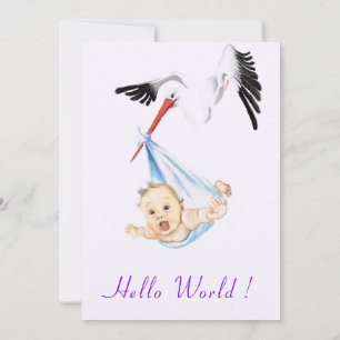 Ooievaar met Baby shower Invitation Funny Design