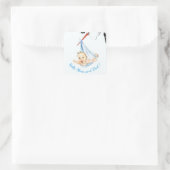 Ooievaar met Baby Sticker Funny - aangepaste tekst (Tas)