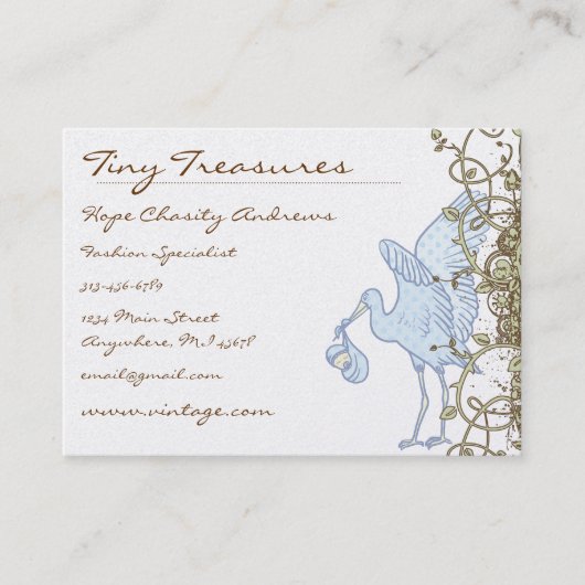  ooievaar met Baby Swirl Design Visitekaartje (Voorkant)