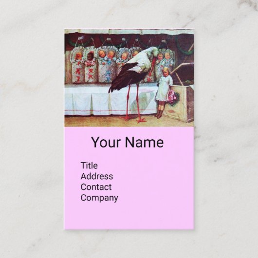 OOIEVAAR MET BABY'S ,ROZE LILA BABY KWEKERIJ VISITEKAARTJE (Voorkant)