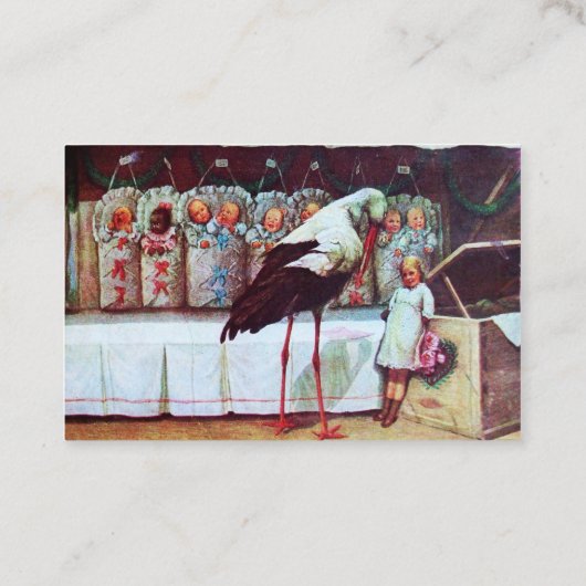 OOIEVAAR MET BABY'S ,ROZE LILA BABY KWEKERIJ VISITEKAARTJE (Achterkant)