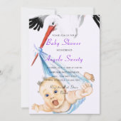 Ooievaar met babyshower uitnodiging grappig ontwer (Voorkant)