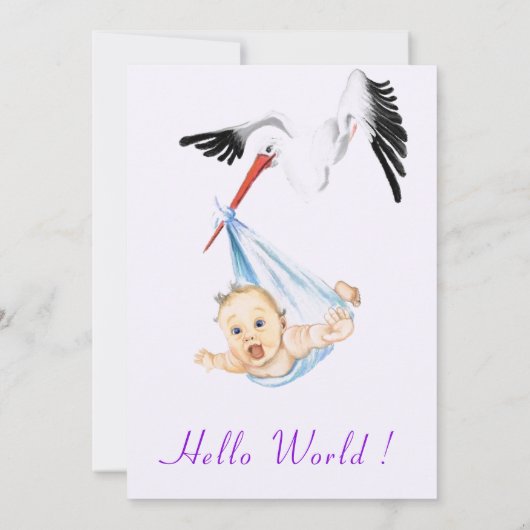 Ooievaar met babyshower uitnodiging grappig ontwer (Achterkant)