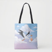 Ooievaar met een baby Bewolkte Lucht Tote Bag (Voorkant)