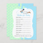 Ooievaar met een baby jongen Shower - Wensen (Voorkant / Achterkant)