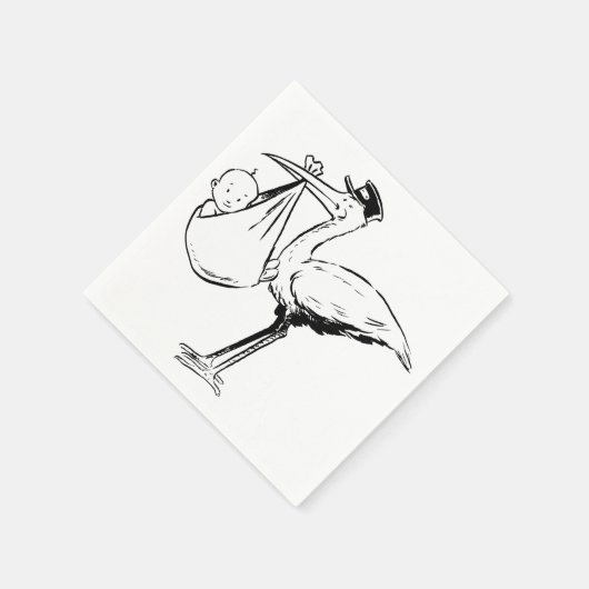 Ooievaar met een Baby papieren servetten (Hoek)