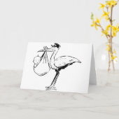 ooievaar met een Baby-Wenskaart Kaart (Gele Bloem)