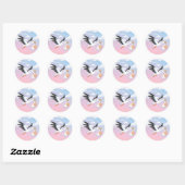 Ooievaar met een baby wolkenlucht ronde sticker (Vel)