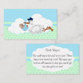 Ooievaar met een Schattige Little Baby Boy Boek Aa Informatiekaartje (Voorkant / Achterkant)