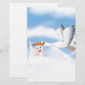 Ooievaar met pasgeboren baby briefpapier (Voorkant / Achterkant)