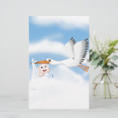Ooievaar met pasgeboren baby briefpapier (Staand voorkant)