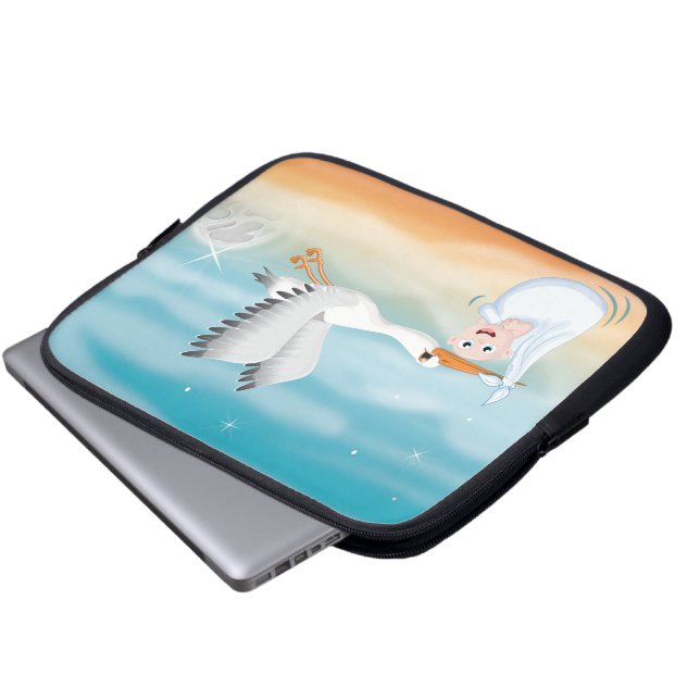 Ooievaar met pasgeboren baby laptop sleeve (Voorkant onderkant)