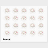 Ooievaar met Roze Bundel Meisje Baby shower Ronde Sticker (Vel)
