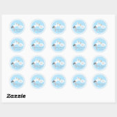 Ooievaar met schattige baby boy Baby shower Sticke Ronde Sticker (Vel)
