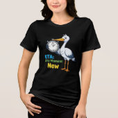 Ooievaar met Stopwatch Zwangerschap Tri-Blend Shirt (Voorkant)