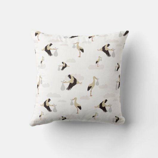 Ooievaar Nieuwgeboren Baby Jongen Meisje Patroon Kussen (Achterkant)