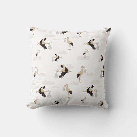 Ooievaar Nieuwgeboren Baby Jongen Meisje Patroon Kussen (Voorkant)