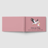 Ooievaar op roze Baby shower Folie Gastenboek (Volledig)