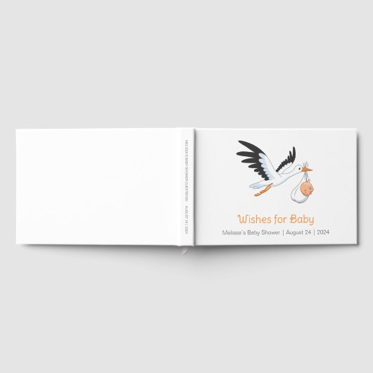 Ooievaar op wit Baby shower Gastenboek (Volledig)