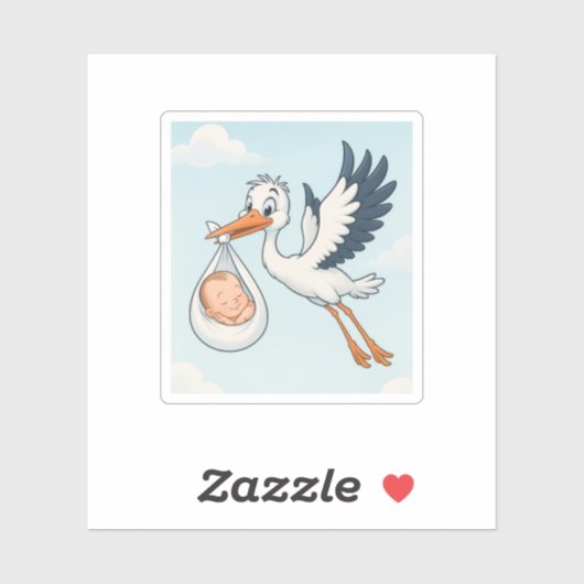 Ooievaar pasgeboren Baby Sticker (Vel)