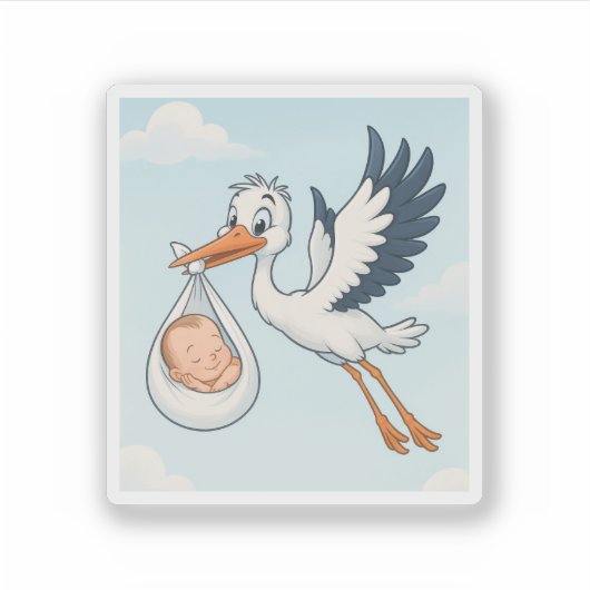 Ooievaar pasgeboren Baby Sticker (Voorkant)