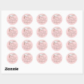 Ooievaar Peach Baby shower Favor Ronde Sticker (Vel)