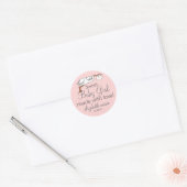 Ooievaar Peach Baby shower Favor Ronde Sticker (Envelop)