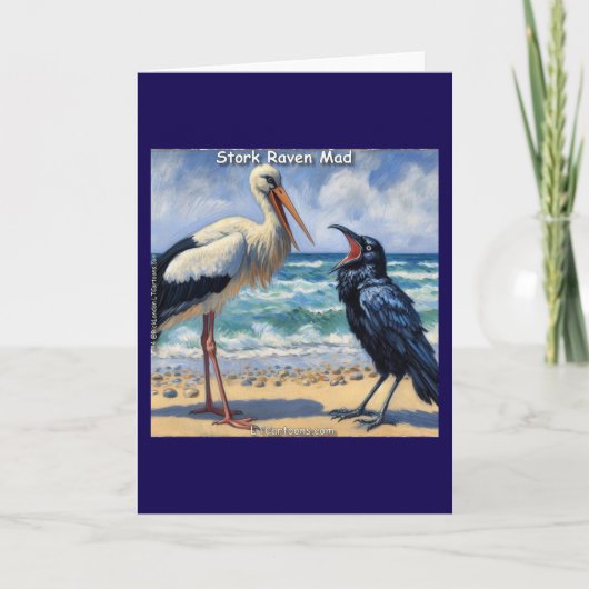 Ooievaar Raaf Dol – Strandvogel Gebabbel Kaart (Voorkant)