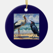 Ooievaar Raaf Dol – Strandvogel Gebabbel Keramisch Ornament (Voorkant)