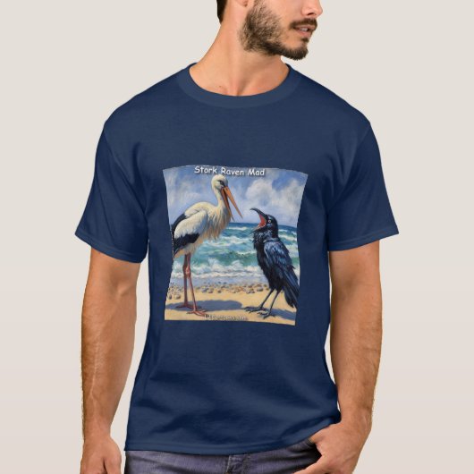 Ooievaar Raaf Dol – Strandvogel Gebabbel T-shirt (Voorkant)